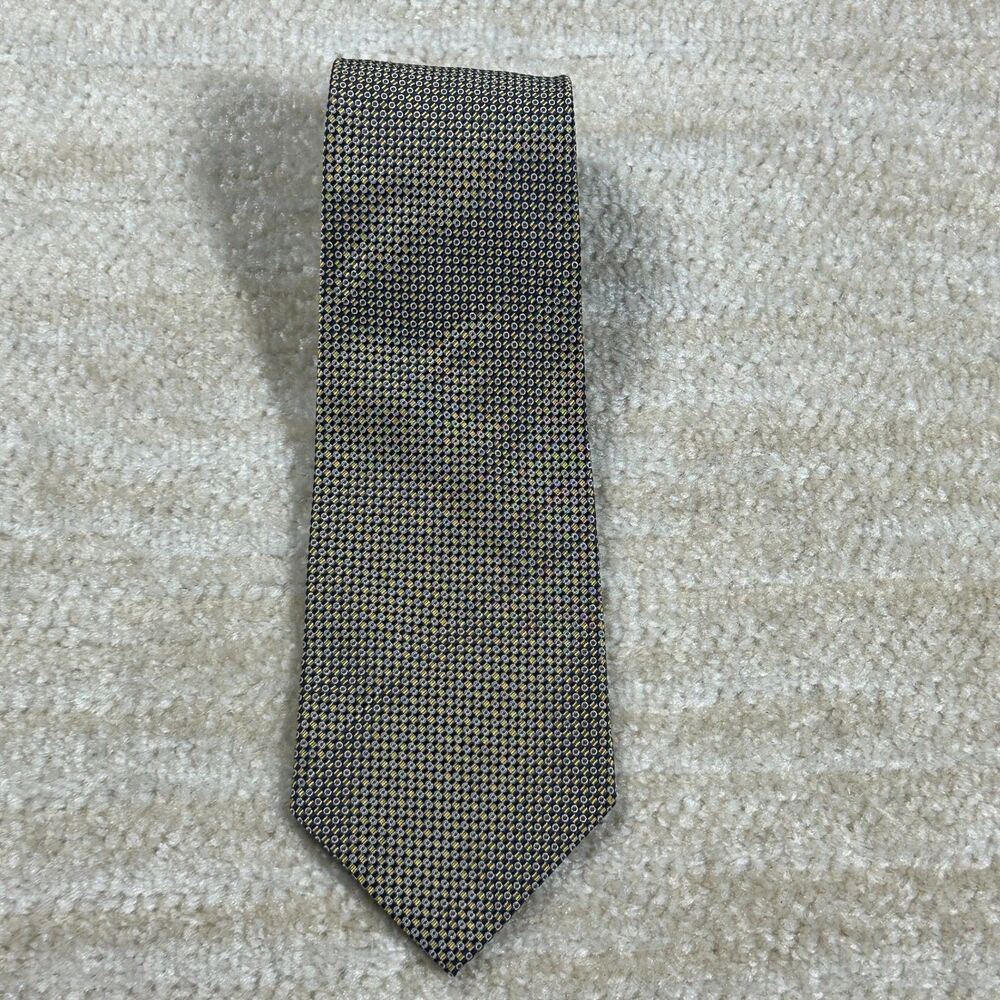 Ralph Lauren LRL Tie Mens Navy Gold Geometric Silk Classic RL Hand Finished